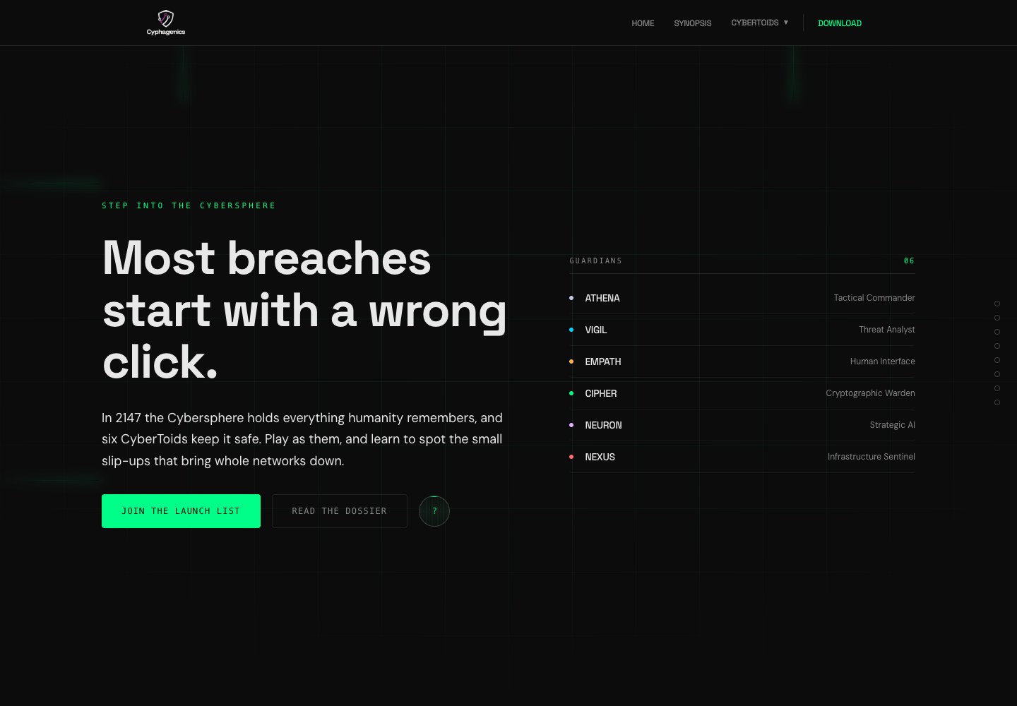 Cybertoids by Cyphagenics website preview