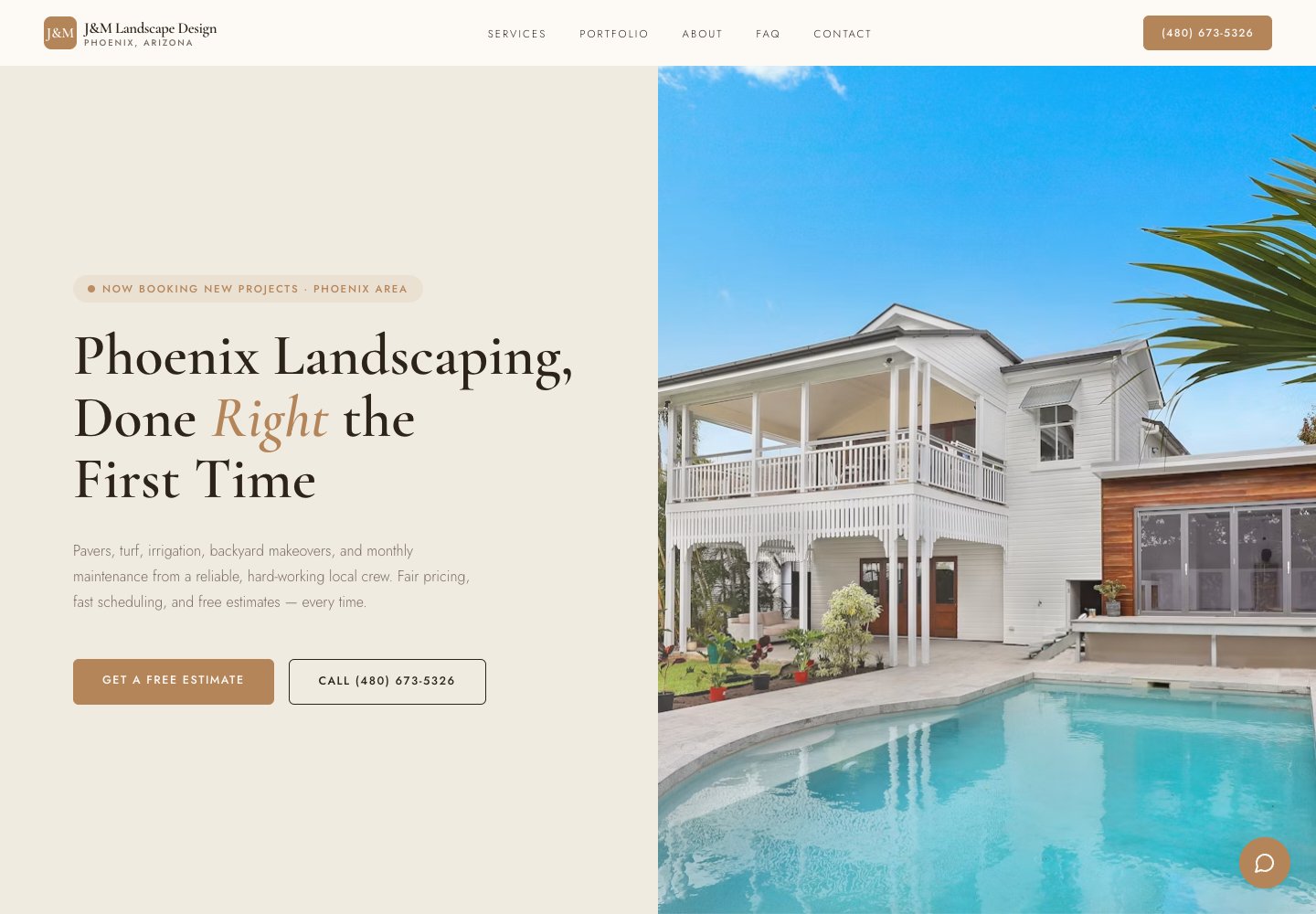 J&M Landscape Design website preview