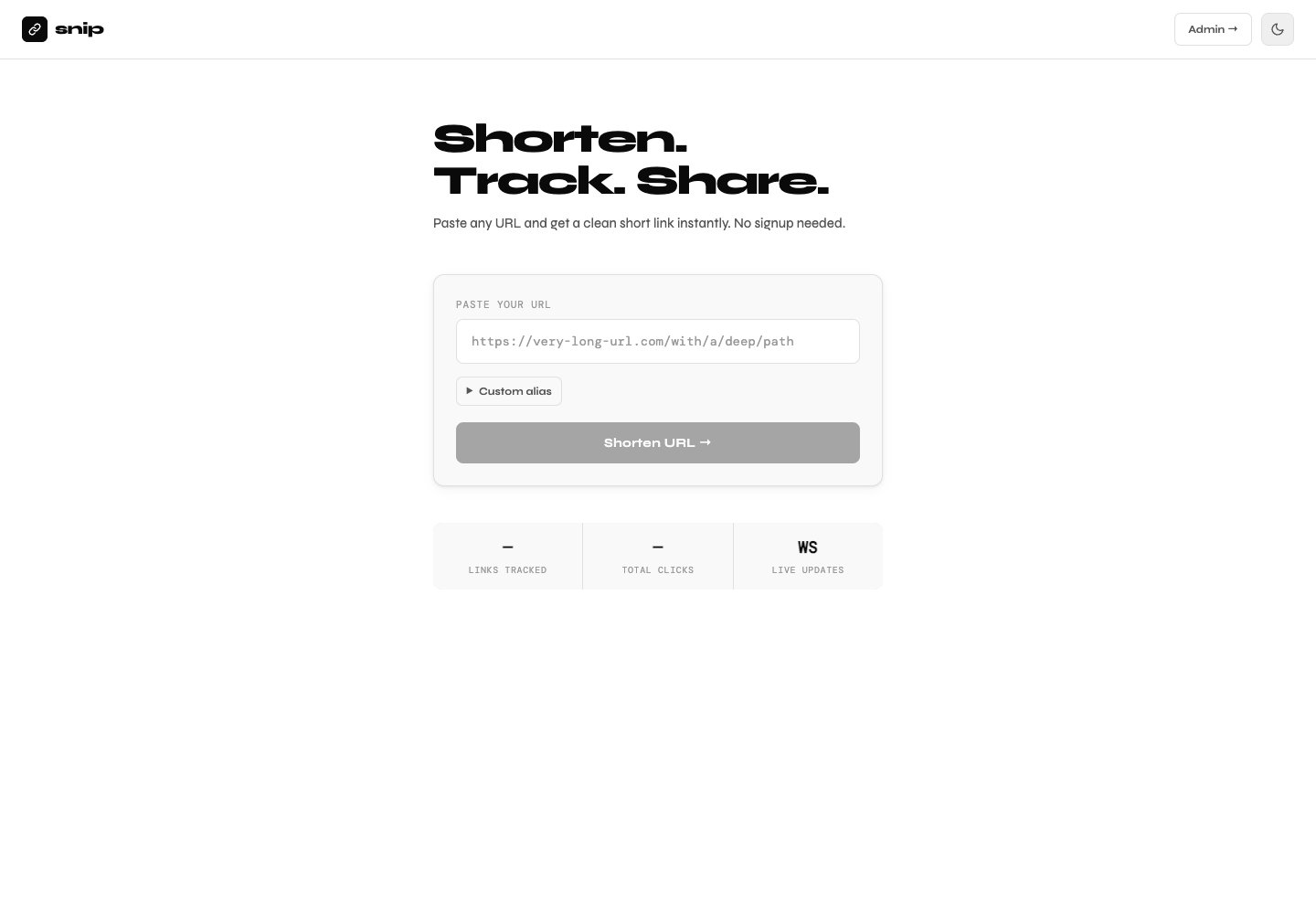 URL Shortener website preview
